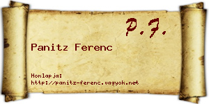 Panitz Ferenc névjegykártya